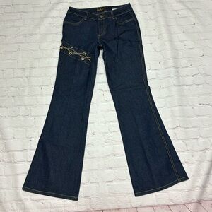 BABY PHAT JEANS flare leg junior’s denim pants gold chain & bling size 9 EUC 90s